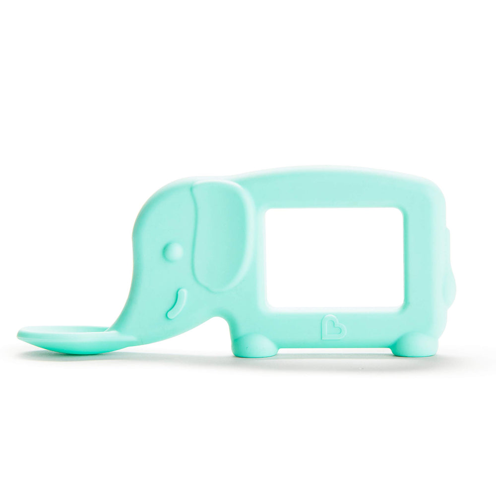 Munchkin Baby Toon Elephant Teether Spoon Mint β soft silicone for gentle gums during feeding.