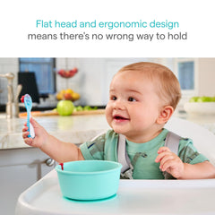 Munchkin Gentle Dip spoon set pack showing 3 spoons for growth and progression.