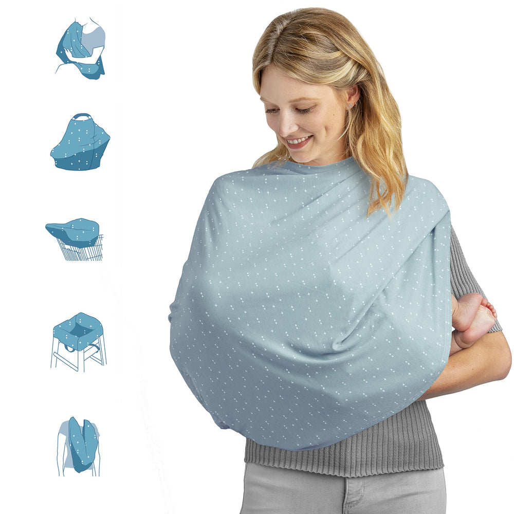 Munchkin Milkmakers 5-in-1 cover in Hipsteria Dots offers feeding privacy on the go.