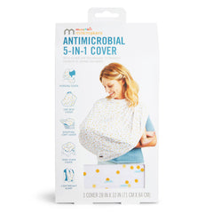 Munchkin Milkmakers 5-in-1 cover top-snap securing to mom during nursing