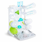 Munchkin Tidy Dry vertical bottle drying rack white showing space-saving design for busy kitchens