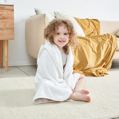 Munich Blue hooded towel with bear ears design ready to wrap baby after bath