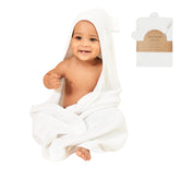 Munich Blue baby hooded towel close-up showing bear ears and plush softness