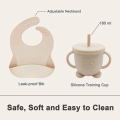 Munlinder training cup with straw and lid assists early sipping practice.