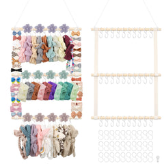 Munzong headband holder beige bow organizer keeps accessories neatly displayed and easy to grab