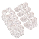 MUSBUY baby bibs flat lay in white, eight-layer muslin for mealtime comfort