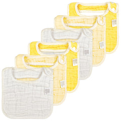 MUSBUY baby bibs organic muslin close-up highlights soft fabric for delicate skin.