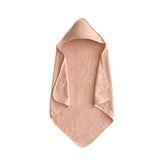 Mushie Baby Hooded Towel Blush soft fabric for gentle post-bath cuddles.
