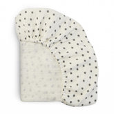 Mushie Extra-Soft Muslin Fitted Crib Sheet flatlay shows breathable cotton softness.