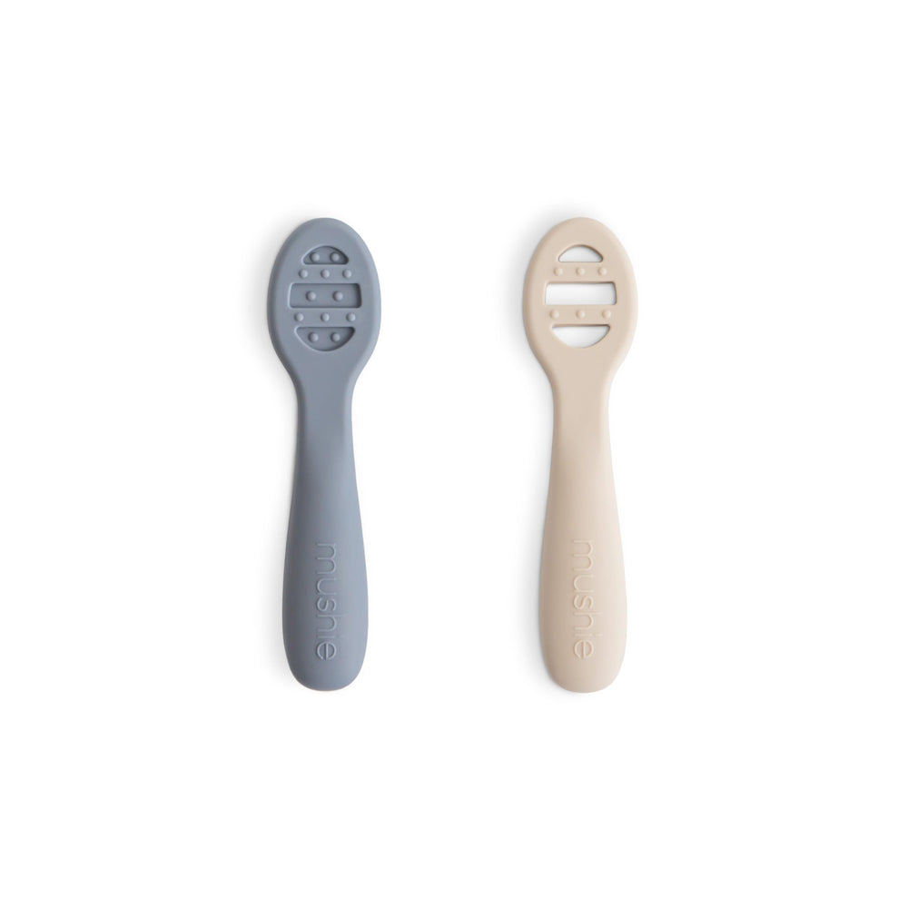 Mushie first-feeding spoons stage-1 designed for smooth purees