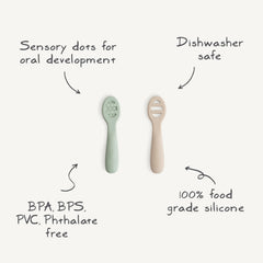 Mushie first-feeding spoons stage-2 for thicker textures