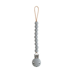 Mushie Hera stone pacifier clip closeup shows screwless clasp for safe use