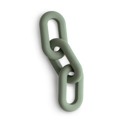 Mushie Links Teether in Dried Thyme front view for soothing teething comfort.