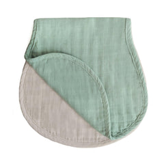 Mushie Muslin Burp Cloths in Roman Green folded, soft and breathable for daily use.