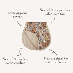 Mushie muslin burp cloths fog color showing soft fabric for spills and drool.