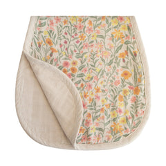 Mushie muslin burp cloths in pastel blooms pattern for gentle feeding and burping.