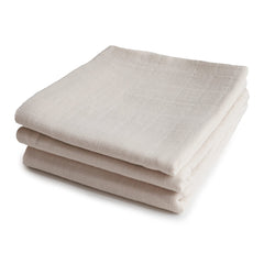 Mushie Muslin Cloths Fog pack front showing soft organic cotton for daily baby care
