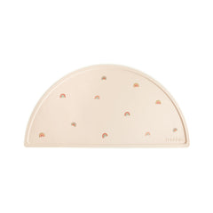 mushie rainbows placemat flat-setup shows compact silicone mat for easy mess-free mealtimes