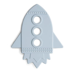 Mushie Rocket Teether Cloud closeup shows soft silicone texture for soothing gums.