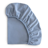Mushie Tradewinds crib sheet knit texture promotes breathable comfort