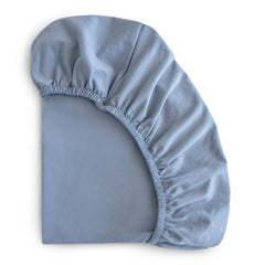Mushie Tradewinds crib sheet knit texture promotes breathable comfort