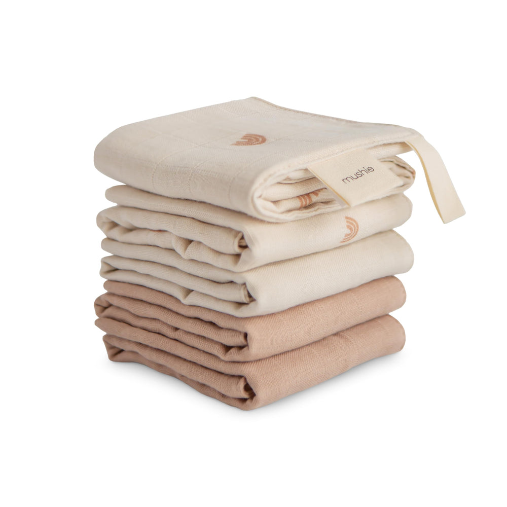Mushie washcloths soft organic cotton for gentle baby bath and daily cleanups