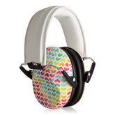 Muted kids noise-cancelling ear muffs pink pattern reduce loud sounds for calmer outings