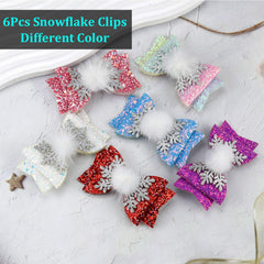 muumoo Winter Christmas bow purple adds sparkle to party-ready hairstyles.