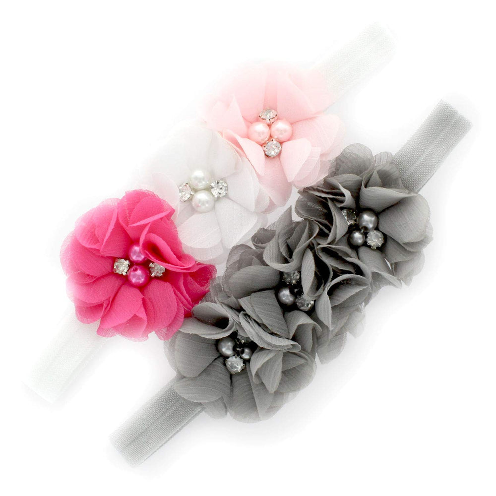 My Lello baby flower headbands white close-up with beaded petals