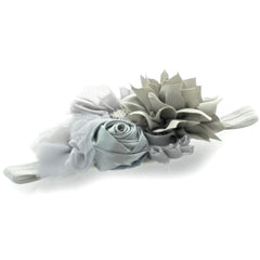 My Lello headband gray with rhinestone accents add sparkle for special occasions.