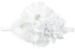 My Lello baby headband with shabby flower cluster for vintage photo sessions.