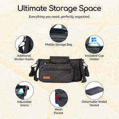 My lil Aviator stroller organizer with shoulder strap for easy carry off the stroller