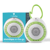 MyBaby SoundSpa portable-clip clips to a stroller for on-the-go soothing.