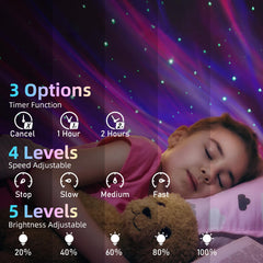 Mycket Star Projector provides a soft LED night light for kids' bedtime.