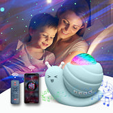 Mycket Star Projector reveals northern lights for a calming bedroom ambiance.