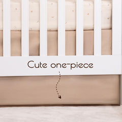 MY LITTLE ZONE brown crib skirt packaging demonstrates gift-ready presentation for baby showers