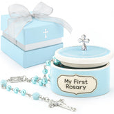 MyMateZoe baptism first rosary blue beads ready for baby's prayer keepsake.