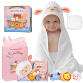 MyMateZoe Noahs Ark hooded towel keeps baby warm after bath time
