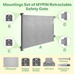 MYPIN retractable baby gate latches ensure reliable closure