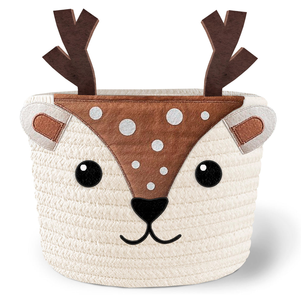 MYS HOMESTYLE cute deer design basket highlights woodland decor and easy nursery organization.