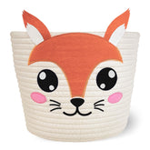 MYS HOMESTYLE Squirrel cotton rope basket front view for organized baby laundry