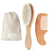 MYZI baby hair brush set with travel pouch for on-the-go grooming