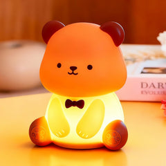 Myzztek Teddy Bear Lamp on nightstand emits warm bedtime ambience for kids