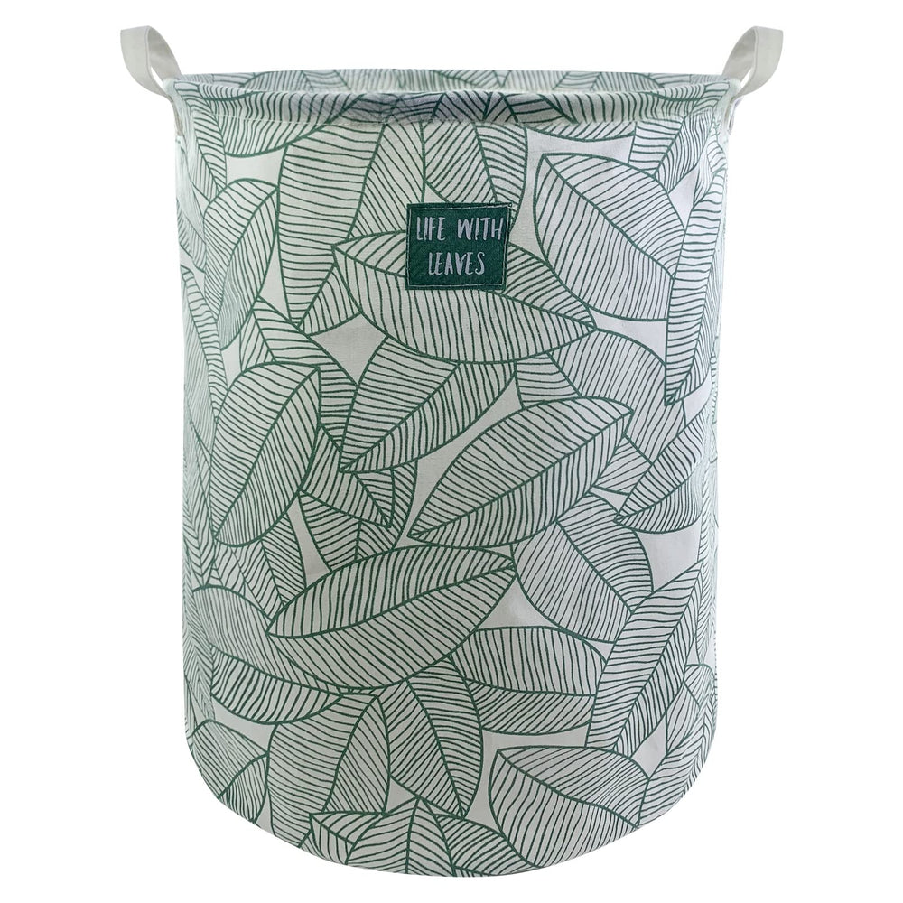 Mziart large foldable laundry basket with leaf pattern for organized clothes