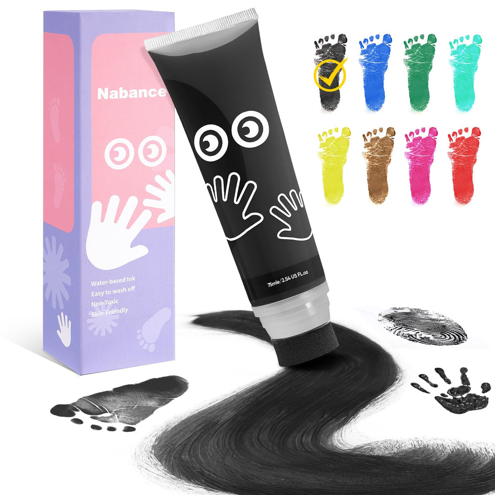 Nabance baby handprint ink bottle cap enables safe, easy keepsake prints.