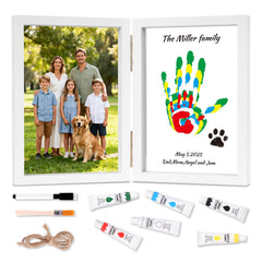 Nabance family handprint frame wooden display keepsake for future generations.