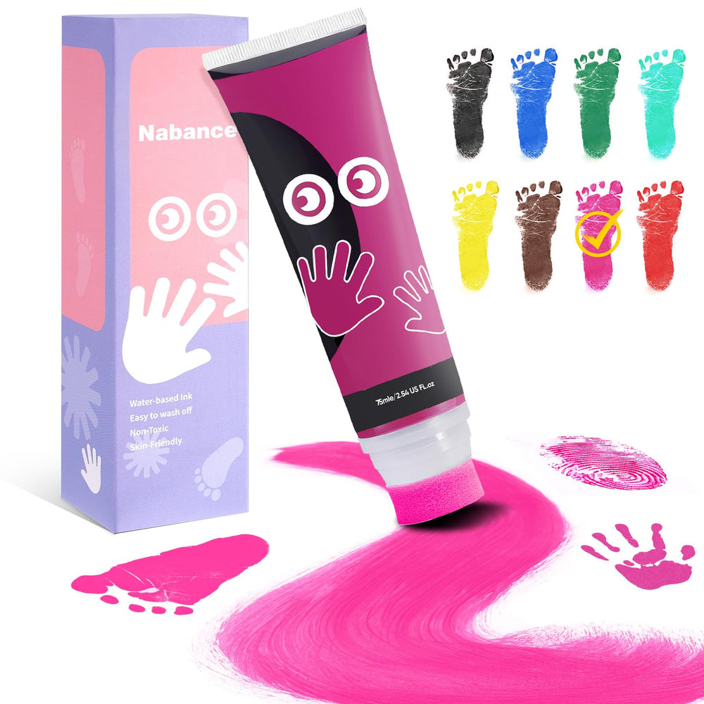 Nabance pink baby handprint ink tube for safe, washable keepsake art.