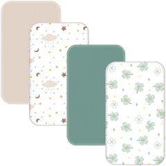 NacoMoco 4-pack bassinet sheets close-up shows silky-soft fabric for cozy sleep