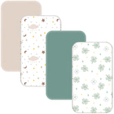 NacoMoco 4-pack bassinet sheets close-up highlights silky softness for baby comfort.
