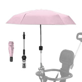 Nakazawa pink stroller umbrella showing adjustable angle for easier steering